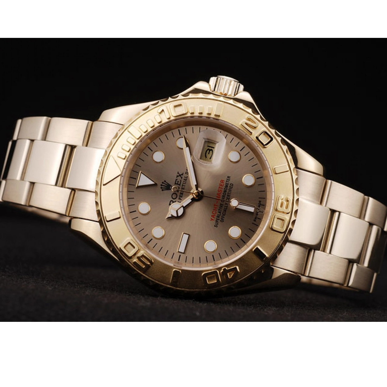 Aaa replica watch Yacht Dial Gold Rolex Gold Master 98232 Bezel 0801